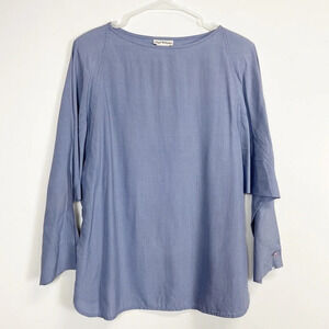 Lloyd William Shirt Womens 14 Blue Silk Wool Top Blouse